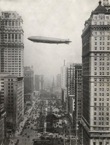 USS Los Angeles over Washington Blvd, Detroit, 1926